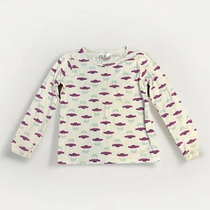 Hanna Andersson Size 6-7 120cm Long Sleeve Power Tee White Purple Flowers - Picture 1 of 6