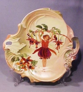 Hand Painted Original Artist Signed Porcelain Fuchsia Flower Fairy Plate - WOW! - Bild 1 von 7
