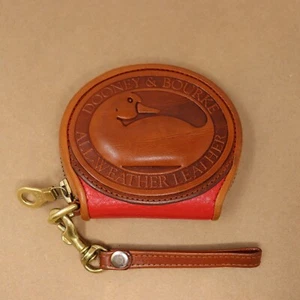 Dooney Bourke hellbraun rot Leder große Ente Logo Geldbörse Kalbsleder Vintage - Bild 1 von 5