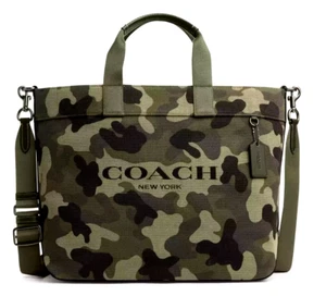 COACH CY805 Tote Bag 38 Canvas With Camo Print Green Multi Unisex NWT🎀NEW🎁XL - Picture 1 of 17