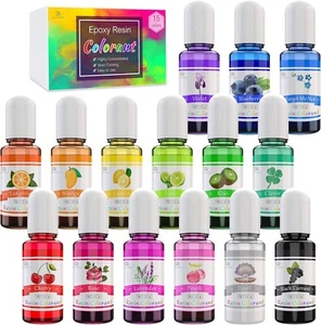 15 Colors Epoxy Pigment, Translucent Liquid Resin Colorant Each Non-Toxic - Picture 1 of 6