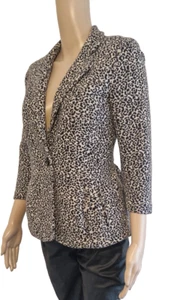 ITALIAN DESIGNER ARMANI EXCHANGE BLACK & CREAM GEO PRINT FITTED JACKET UK 10 - Picture 1 of 8