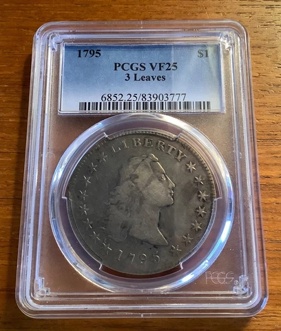 1795 $1 FLOWING HAIR SILVER DOLLAR 3 LEAVES PCGS VF 25 Cover