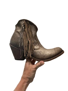 Liberty Black Women's Fringe Leather Western Boots Brown Size 8.5 - Picture 1 of 9