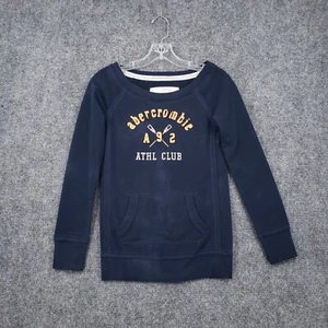 Abercrombie & Fitch Sweatshirt Boys M Medium Blue Long Sleeve Fleece Pullover - Picture 1 of 12
