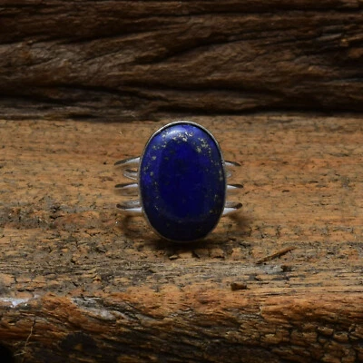 Natale Lapislazzuli Gemma 925 Argento Sterling Handmade Anello Tutte le Misure - Immagine 1 di 3