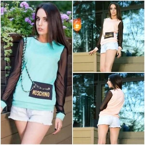 PINK OR GREEN FASHION WOMEN TOP WITH CHAIN AND LACE - Picture 1 of 9
