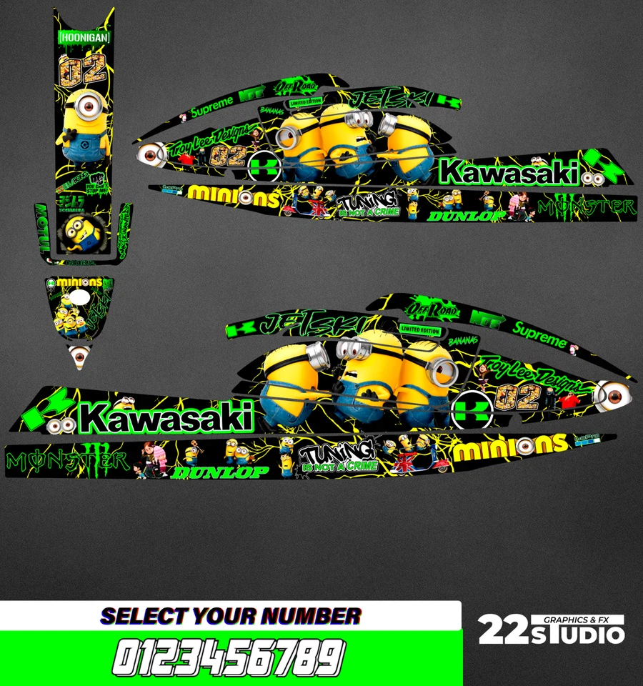 Jet Ski Graphics Kit Decals Wrap For Kawasaki 750 SX 1992-1998 stickers - Image 1 of 1