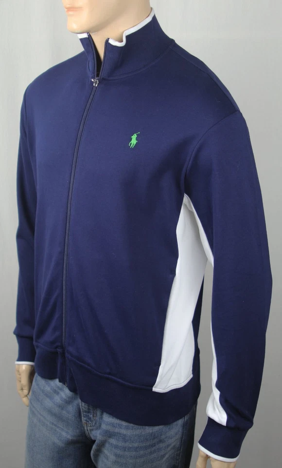 Polo Ralph Lauren темно-синий белый полный молнии толстовка Track куртка с Ярлыками - Изображение 1 из 1