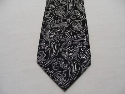 BUGATTI - Cachemira Negra y Plateada - Ancha 4" - ¡Corbata 100% Seda! Foto 1 de 4