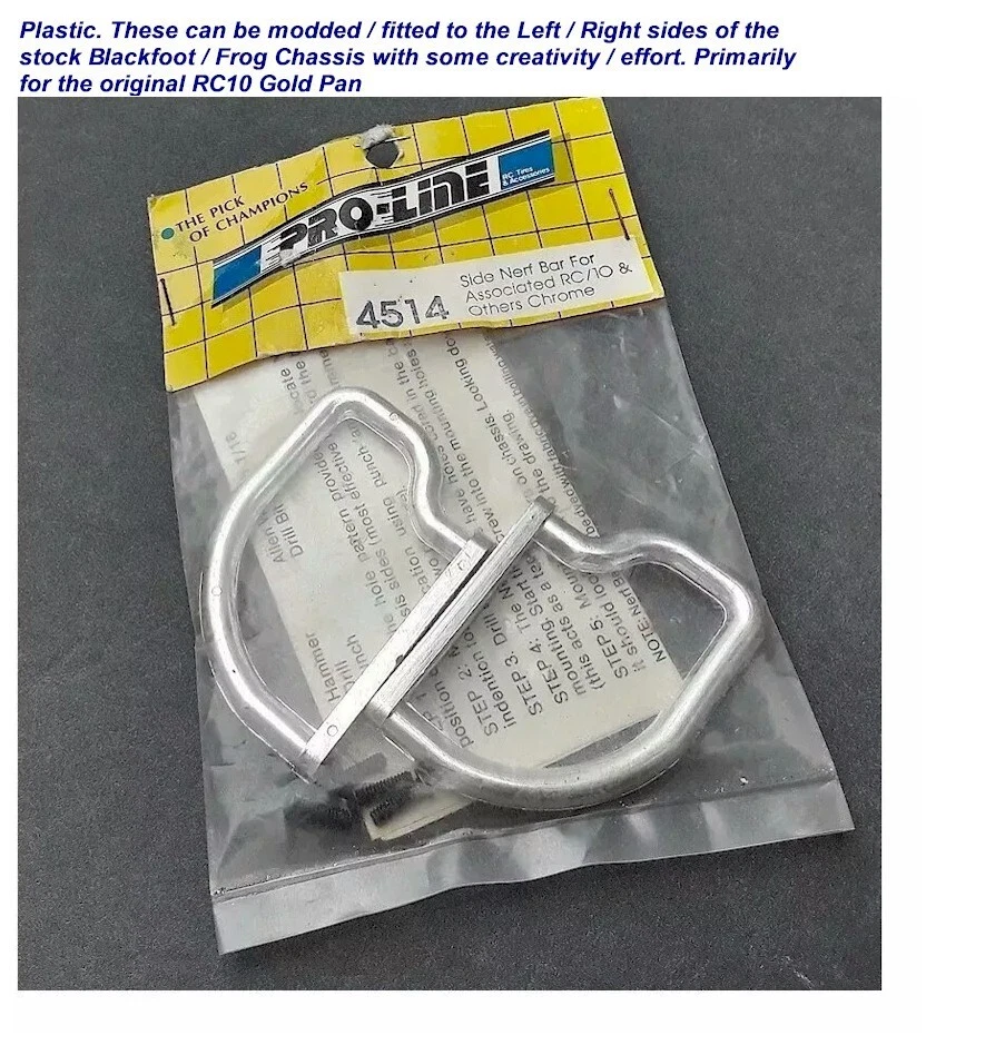 Vintage RC Car Buggy Pro-Line Chrome Nerf Bars RC10 Hybrid Blackfoot Frog Tamiya - Image 1 of 2