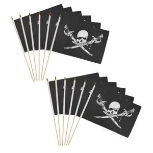 12 Stück Packung Brethren of the Coast 12 x 18 Zoll tragbare Piratenstockfahnen - Bild 1 von 2