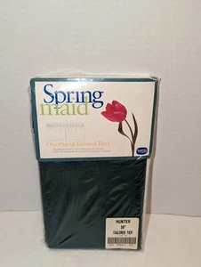 Vintage Spring Maid  One Pair Of Tailored Tiers  - Hunter Green 36" Curtains - Picture 1 of 4