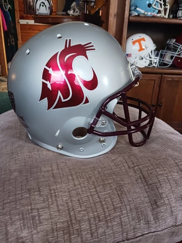 Custom Washington State Cougars Full Size Helmet With New Maroon Facemask And Cover