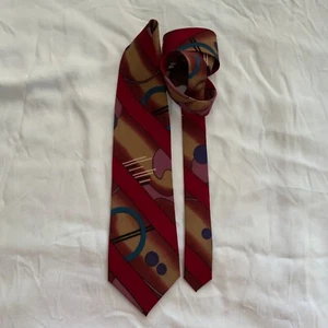 Cellini Men's Vintage Tie in a Multi-Coloured Abstract Pattern,made In Korea. - Picture 1 of 4