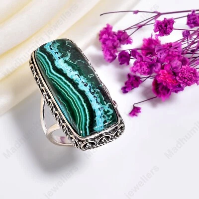 Azurit Malachite Gemstone Ring 925 Sterling Silver Handmade Special Gift Women - Image 1 of 4