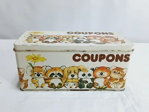 1982 Enesco CRITTER SITTERS COUPONS TIN BOX = Made in Hong Kong - Picture 1 of 13
