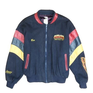Vintage Midland Thunder Hockey Wool Leather Varsity Bomber Jacket Size XL - Picture 1 of 3