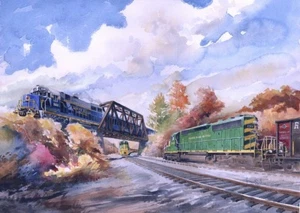 Lehigh Gorge Scenic Rwy #426, RBMN trains, Glen Onoko, PA. James Mann Art Prints - Picture 1 of 2
