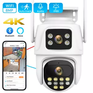 Wifi Security Camera 8MP 4K Dual Lens Night Vision AI Auto Tracking icsee App - Picture 1 of 12