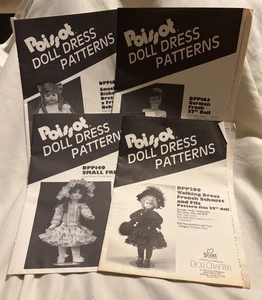 Lot of 4 Poissot Doll Dress Patterns - Smocked - German - French - UNCUT - Picture 1 of 5