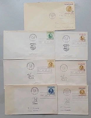 FDC. 7 Champion Of Liberty. 4 & 8 Cent.  NO CACHET. 1957-1959. Some Have Extra  - Image 1 of 4
