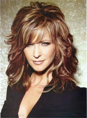 Pelucas largas onduladas mixtas rojas sin tapa pelo sintético 14 pulgadas mujeres moda Foto 1 de 4