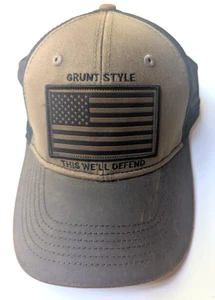 Cappello Berretto Baseball Marrone Grunt Style This We Defend Veteran Regolabile - Foto 1 di 7