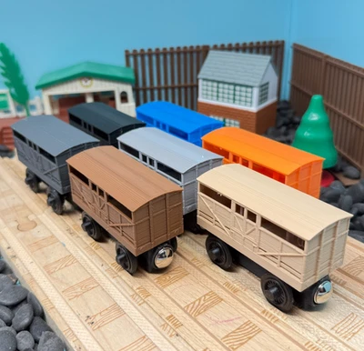 Wooden Railway Cattle Trains Custom made for Thomas & Friends, Brio Choose Color - Image 1 of 3