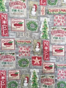 Country CHRISTMAS Patchwork Super Snuggle Flannel Fabric 70" x 42" - Picture 1 of 3