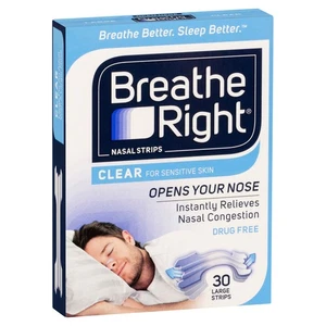 Tiras nasales transparentes grandes Breathe Right 30 tiras - Imagen 1 de 3
