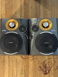 Philips FWB C550/17 3-Way Max Bass Reflex 6 Ohms Bookshelf Speakers Pair Black - Picture 1 of 13