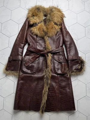 Abrigo vintage de piel de oveja real con detalles de piel real para mujer talla M Foto 1 de 4