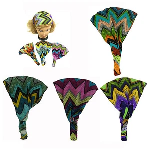 4 PCS Chevron Adjustable Wide Headbands w/Elastic for Women Girl Hairbands - Picture 1 of 5