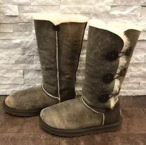 Stivali alti in shearling UGG AUSTRALIA Bailey 3 bottoni beige/marrone scamosciati US 6 - Foto 1 di 8
