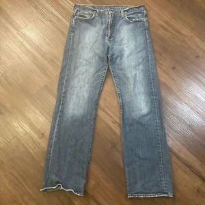 Lucky Brand Jeans Mens 34X31 Blue Distressed Denim Blue Made in USA - Picture 1 of 13
