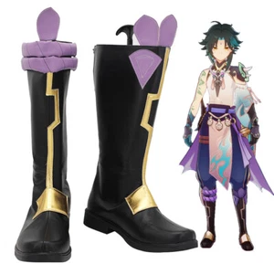 Genshin Impact Xiao Shoes Cosplay Men Boots Black Shoes - Picture 1 of 6