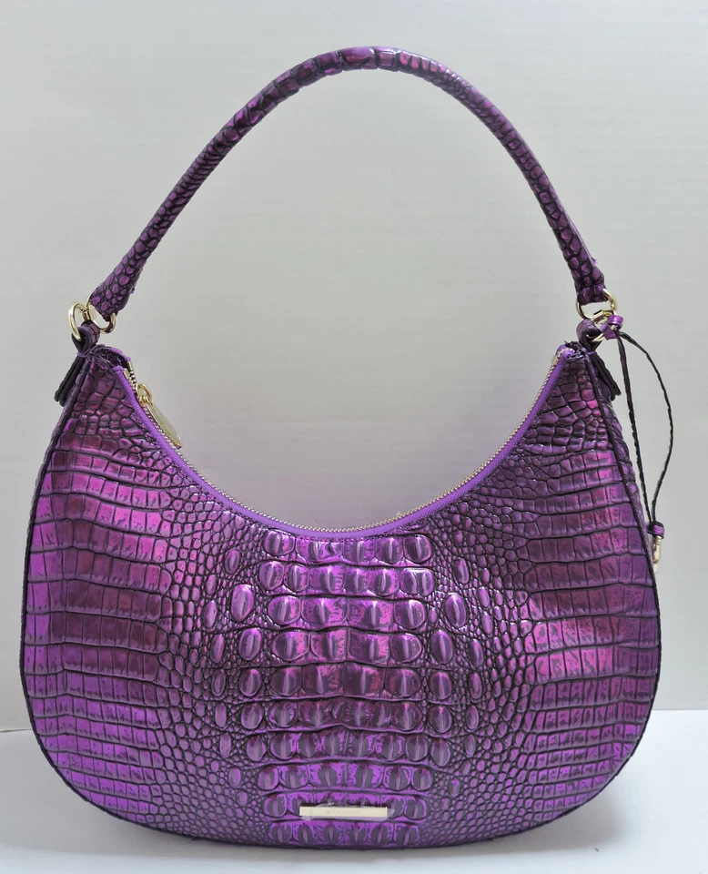 Brahmin Bekka Purple Potion Melbourne Embossed Leather Shoulder Bag