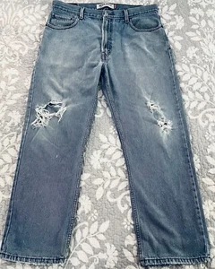 VINTAGE Distressed Levis 505 Mens Jeans 36 x 29 Faded Blue Denim VINTAGE - Picture 1 of 8