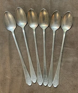 (6) Antique Nickel Silver Teaspoons Unknown Maker/Pattern 7 1/2” - Picture 1 of 6