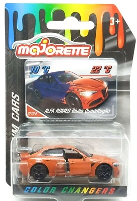 Majorette Alfa Romeo Giulia Color Changer  Orange 1:60 3" Package with Card - Image 1 of 4