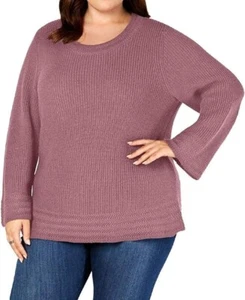 Style & Co. Womens Plus Long Sleeve Scoop Neck Sweater Mauve Purple 3X $56 - Picture 1 of 3
