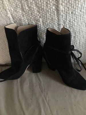 Sergio Rossi Ankle Boots Size IT39 1/2 US 9,5 Suede In Black Made In Italy - Image 1 of 4