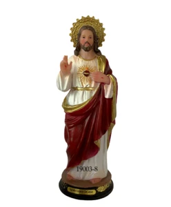 Sagrado Corazon De Jesus 8" Sacred Heart Of Jesus Resin Statue, New - Picture 1 of 2