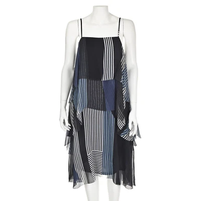 JASON WU Breezy Blue Sundress in Layers of Striped Silk Chiffon SIZE 4/6 - Image 1 of 4