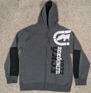 Ecko Unltd Hoodie Mens XL Gray Zip Y2K Baggy Hip Hop Urban Skater Rhino Jacket - Picture 1 of 8