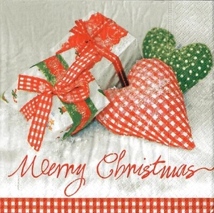 4 x Single Paper Napkins Decoupage Craft and Table/ Merry Christmas Heart 91 - Picture 1 of 2