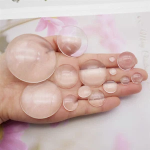 6-50mm Round Crystal Glass Dome Cabochons Clear Flat Back Tiles Cameo For Crafts - Picture 1 of 23