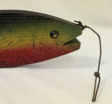 WOODEN RAINBOW 11" TROUT Ken Scurry Crafts WOOD DISH nautical beach house decor