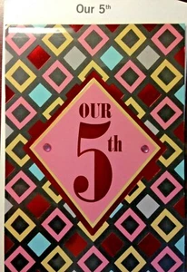 5TH ANNIVERSARY Card for OUR ANNIVERSARY to WIFE or HUSBAND, 5 Years Married 53A - Picture 1 of 26